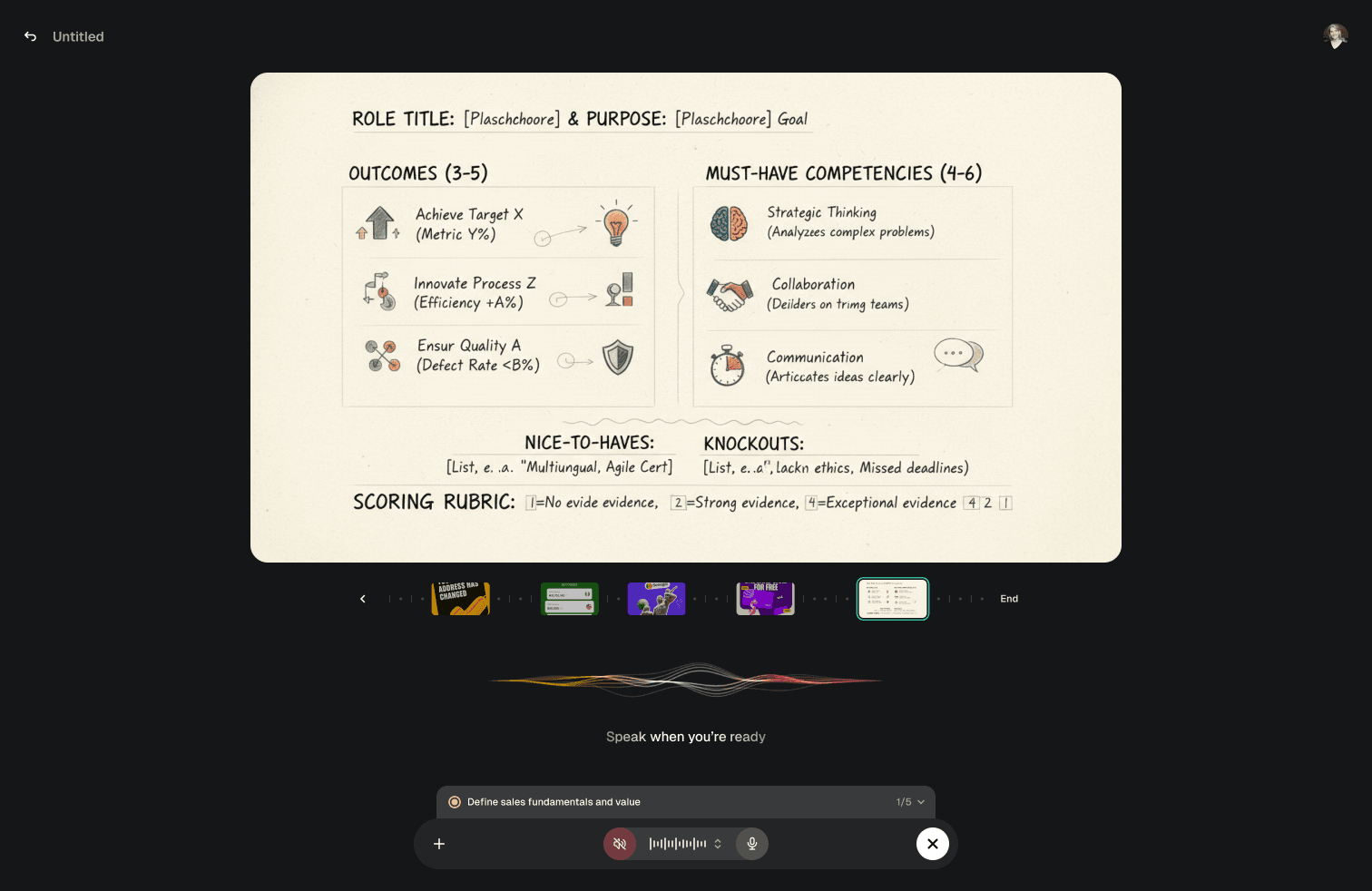 Role card — learner view with adaptive guidance